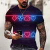 Мужские футболки мода летняя футболка с кругими улочками уличная одежда короткие рукава неоновые повседневные 3D 3D покерные рисунки
