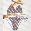 Último traje de baño a cuadros Bikini para mujer Logotipo de la letra Conjunto de traje de baño para mujer Conjunto de dos piezas con sujetador de marca