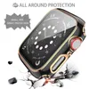 Tempered Glass with PC Cover watch band for Apple Watch 7 6 SE 45 Mm 41mm 44mm 40mm 42mm 38mm All-around Screen Protector Case for Iwatch Series 5 4 3