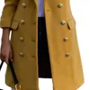 Women's Trench Coats Long Sleeve Wool Coat Pure Color Breathable TurnDown Collar Doublebreasted Women Overcoat Outerwear 220902