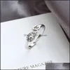 Anelli di nozze Sier Anello d'amore in oro con foglia di diamante Moda regolabile Cuore amoroso per uomo Donna Consegna di goccia del partito 2021 J Vipjewel Dhj96