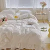 Bedding sets Japan Style Solid Color Bedding Set Cute Girl Ruffle Lace Pink Bed Skirt Kids Duvet Cover With Pillow Case Bed Sheet For Women 220901