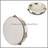 Party Gunst Drum 6 inches Tambourine Bell Hand vastgehouden Birch Metal Jingles Kids School Musical Toy KTV Party Percussion Sea Ship 5018 Dr Dhrkh
