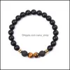 Charm Bracelets Green Blue Yellow Tiger Eye Stone Black Stones Bracelet For Women Strand Bracelets Yoga Jewelry Men Band Dhseller2010 Dhags