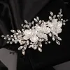 Headpieces Crystal Bride Wedding Hair Comb Silver Rhinestone Flower Bridal Pieces Pearl Accessories For Women And Girls
