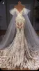 Vestido de noiva de sereia de renda elegante de ilusão