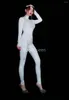 Женские комбинезоны Women White Stage Компьют -костюмы Crystals Corstals для певца Tancer Wear Bodysuit Nightclub Party
