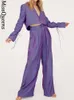 Dwuczęściowe spodnie damskie moda moda moda krótka łuk top high talia proste spodnie ustawiają stroje jesiennej ulicy 220902
