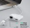 100Mbps USBC Ethernet Network Adapter Typ C do RJ45 PD Power Interface Bezprzewodowy Konwerter karty sieciowej