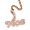 TopBling Hip Hop A-Z Collana con ciondolo lettere personalizzate Gioielli in argento oro rosa