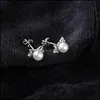 Charm Cute Cat Stud ￶rh￤ngen - Diamond Pearl Earrings Classic Fashion Ear Sweet Pop Drop Delivery 2021 Jewelry DHSeller2010 DHCTP