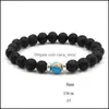 Charm Armband Natural Cross Black Lava Stone Beads Elastic Armband Essential Oil Diffuser Armband Vulkanic Rock Bea Dhseller2010 DHDBZ