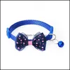 Colliers De Chien Laisses Collier De Chats De Compagnie Durable Avec Bell Dot Printig Rond Fibre De Polyester Py Noeuds Papillon Décoratifs Collier De Haute Qualité Dh7Zn