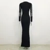 Blingbling kadınlar bayan maxi uzun elbise bodycon bandaj akşam partisi pist gösterisi uzun kollu sonbahar elbiseler