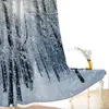 Gordijn Aangepaste 3D Curtains Bay Window Balkon Dikke voorruit Wit Winter Snow Forest Blackout