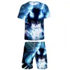 Men's Tracksuits Anime Blue Exorcist Tshirt 3D Tracksuit Unisex Two Piece Set Pants Harajuku Streetwear Fashion Clothes Men Women's Sets