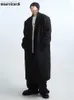 Mäns kostymer blazrar Mauroicardi Autumn Winter Long Overized Warm Moft Black Trench Coat Men med axelkuddar Lossa Casual Korean Fashion Overcoat L220902