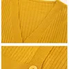 Женские трикотажные вязаные и осенние вязаные вязание кардиганские женские свитера Сплошная мода V-образный с длинным рукавом вязаный свитер Bg175
