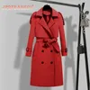 Women's Wool Blends Spring Autumn Windbreaker Korean version midja Slim Highend Atmospheric Lads 'Long Trench Coat for Women kläder 220902