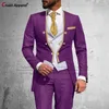 Costumes pour hommes dernier costume bleu royal hommes 3 pièces coupe ajustée mariage homme marié smoking Double boutonnage or garniture veste gilet pantalon ensemble queue de pie