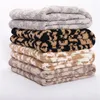 Baby fleece filtar barn leopard tryck stickade filtar födda barn mjuk filt sängkläder soffa uppsättning för sovande tupplur w220325218k