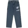 Herren Jeans Herbst Streetwear Retro Hiphop Buchstaben Stickerei Jeans lose gerade Beinhose weites Bein für Männer und Frauen Paare 220902