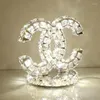 Table Lamps Romantic Diamond Crystal Shadow LED Atmosphere Projection Light Ring For Restaurant Bar Bedside Decor Lamp