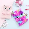 Notepads Cute Plush Diary Secret Notebook with Lock and Key for Kids Girls Boys Fuzzy Note Book Stationery Gift 1 Keychain 2 Stickers 220902