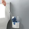 Porta scopino Scopino in silicone con set di supporti Spazzole rotonde in TPR con manico lungo Scarico a parete bianco Accessori bagno per WC 220902