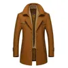 Herenpakken Blazers Winter Men Wol Jackets Nieuwe mode Mid lange sjaal Kraagkraag Katoen Gedoeide Dikke Warm Jas