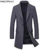 Мужские костюмы Blazers Man Wool Long Jacket Высококачественная красная черная толстая толстая хлопчатобумажная пуговица мужские пакеты с транш