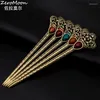 Haarspangen Metall Hohle Krone Blume Sticks Frauen Kristall Strass Teardrop Harz Haarnadel Vintage Schmuck