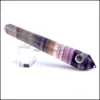 Tuyaux de fumer hjt entiers 7-8 pouces de long roche roche arc-en-ciel en quartz fluorite en cristal tuyaux pour tabac avec 3 écrans shippi303 dhe6d