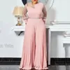 Kobiety Jumpsuits Rompers Oversised i dla kobiet różowe plisowane wysokie podłogę Eleganckie wieczorne ubrania imprezowe 220902