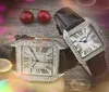 amoureux couple designer montre 33mm 27mm De Luxe De Mode Cristal Diamants Anneau Femmes Hommes Montres Romain Carré En Cuir Ceinture Quartz Montre-Bracelet montre de luxe cadeaux