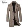 Men's Suits Blazers Fojaganto Winter Brand Plaid Wool Blend Coat High Quality Fashion Luxury Jackets Casual Long Overcoat Male L220902