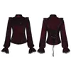 Blouses voor dames punkrave dames gotisch prachtige gedrukte fluwelen shirt retro slanke fit ruches avond diner podium lang