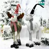 Kerstdecoraties pluche rendierpoppen met LED -lichten kerstpoppen staan ​​Elk Deer Toys Christmas Decoration for Home Navidad Jaargeschenken 220901