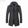 Trajes de hombre Blazers Gabardina para hombre Abrigo Abrigo de lana de invierno para hombre Nueva moda Cuello de bufanda largo medio Algodón Acolchado Abrigo de lana grueso y cálido L220902