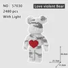 كتل الأفكار الإبداعية أحب العنف الدب 73 سم نموذج كبير بيربريك مع لبنات البناء الخفيفة من الطوب ألعاب الأطفال هدية عيد ميلاد عيد ميلاد T220901