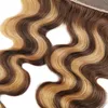 Body Wave P4/27 Piano Color Double Tramas Pacotes Brasileiros Com Renda Frontal 13X4 Parte Livre Peruano Indiano Malaio Virgem Cabelo 4 Peças