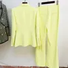 Costumes pour femmes Blazers Blazer Pantalon costume Ensembles de deux pièces Jaune vif Bureau Dames Femmes Affaires Boutons simples Pantalon évasé Blazer Pantalon Costume formel 221008