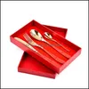 أدوات Flatware مجموعات Sier Mink Small Manyao 304 Bar Stainls Table Tableds مزورة في سكين شريحة لحم ساطعة واحدة من الغذاء و FORK DROP DELI DHGA8