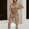 Women's Two Piece Pants Autumn Spring tracksuit set Women Elegant casual patchwork hooded pullover 2pcs Lady Plaid zipper toplong pant sport 220902