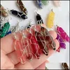 Naszyjniki wiszące złoto sier wire wirej chakra kamień punkt pendum leczenie róży Rose Crystal Reiki Charms for Naszyjnik D Dhseller2010 DH2CW