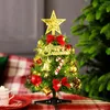 Christmas Decorations 30cm Mini Tree With Lights Gadgets Bow Bells Pine Cone Gifts Desktop Year