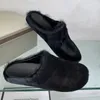 At kürk terlik kadın lüks marka tasarımcı ayakkabı yuvarlak ayak parmağı bayanlar slaytlar at kılı en kaliteli açık fabrika ayakkabı artı boyut 44 erkek sapma