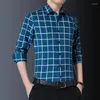 Erkekler Sıradan Gömlek Browon Kaliteli Erkekler İlkbahar ve Sonbahar Moda Ekose İnce Elbise Gömlek Uzun Kollu Dönüş İş Ofisi