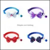 Colliers De Chien Laisses Collier De Chats De Compagnie Durable Avec Bell Dot Printig Rond Fibre De Polyester Py Noeuds Papillon Décoratifs Collier De Haute Qualité Dh7Zn