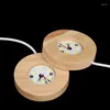 Lamp Holders Wooden LED Light Dispaly Base Crystal Glass Resin Art Ornament Night Rotating Display Stand